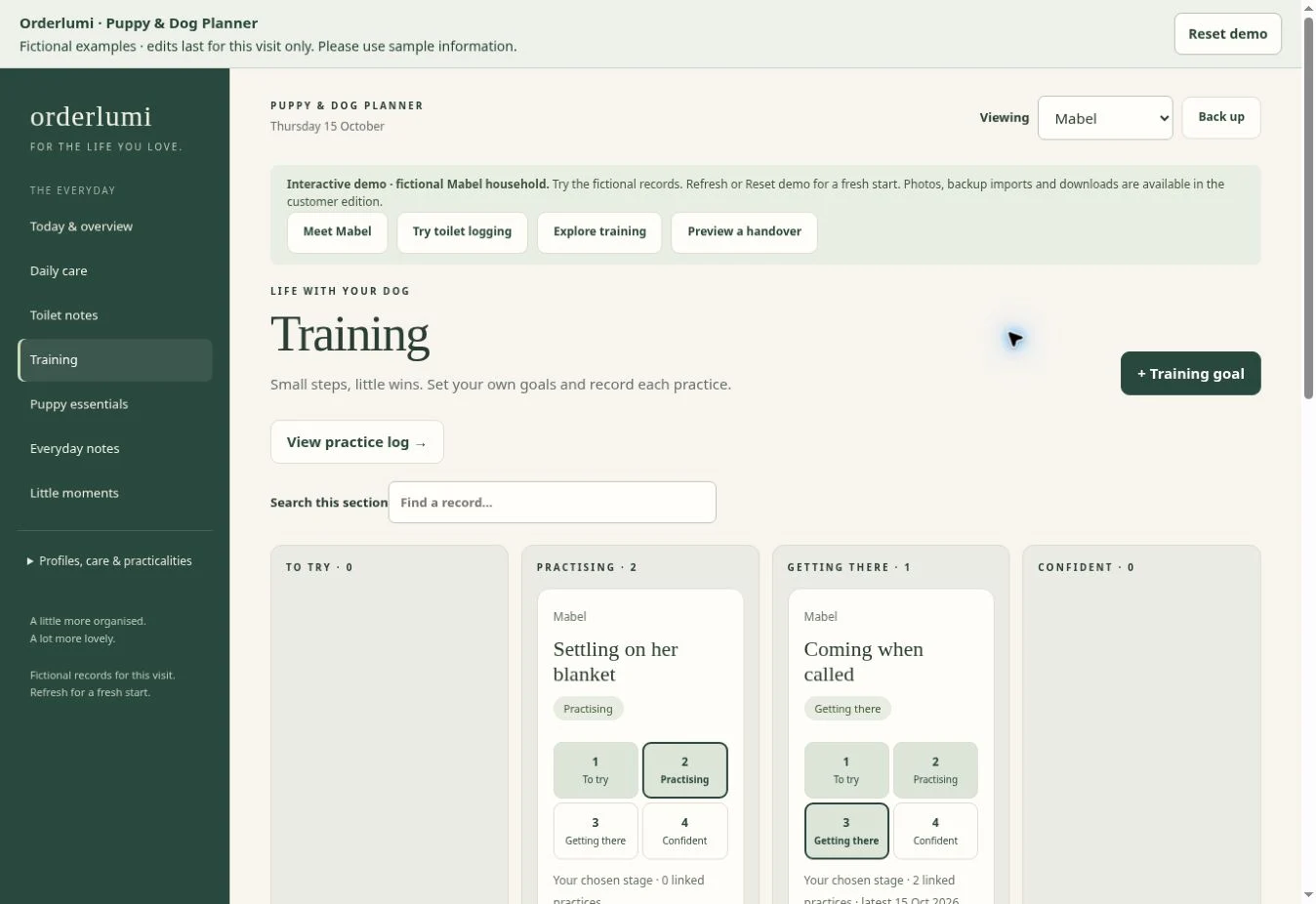 Supportive training and linked practice