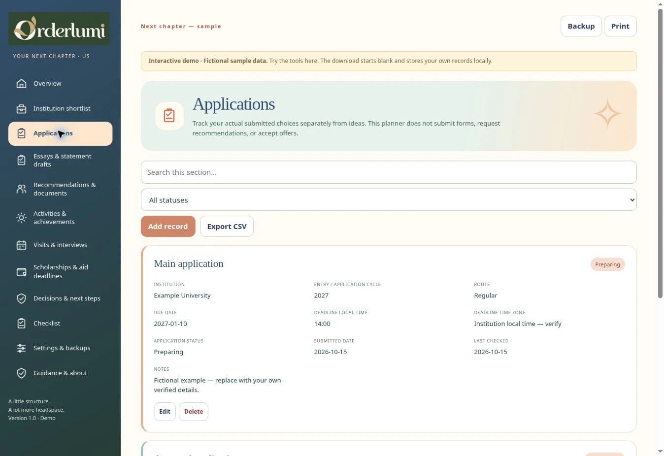 Actual College Application Tracker — US — Applications & deadlines