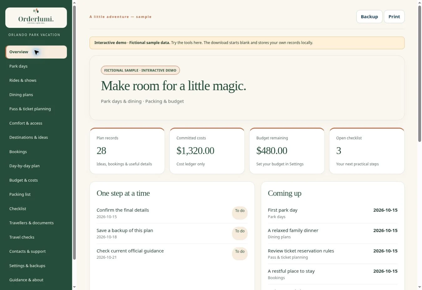Actual Vacation Planner — Overview & upcoming park plans