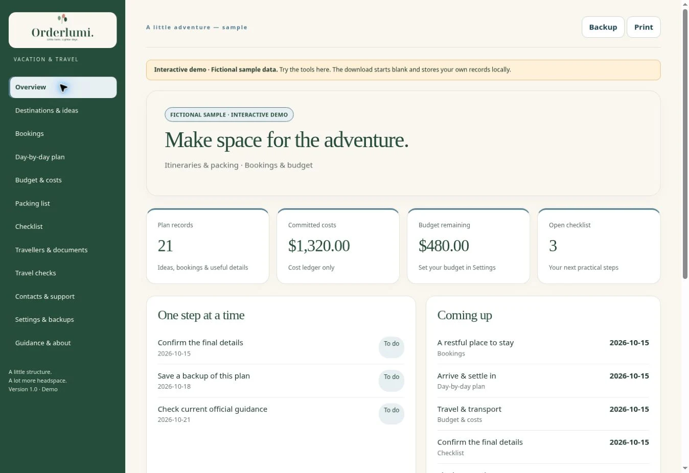 Actual Vacation Planner — Overview & upcoming plans