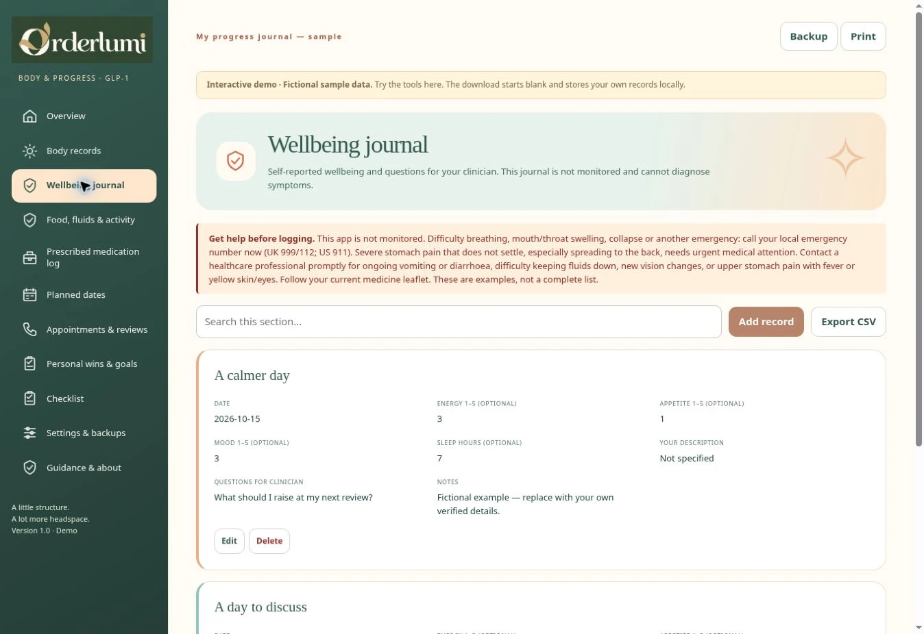 Genuine GLP-1 journal — Wellbeing journal