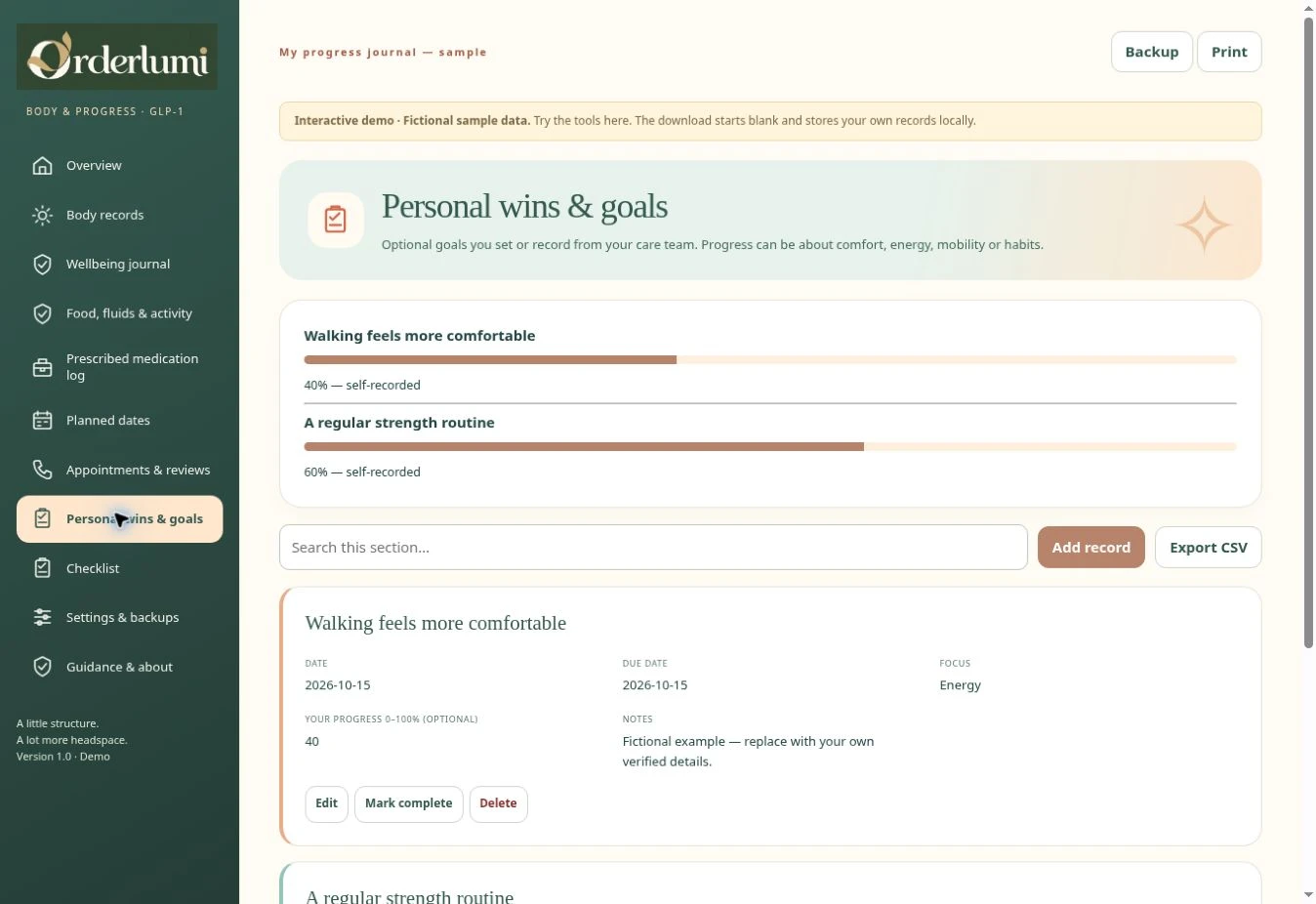 Genuine GLP-1 journal — Personal wins & goals